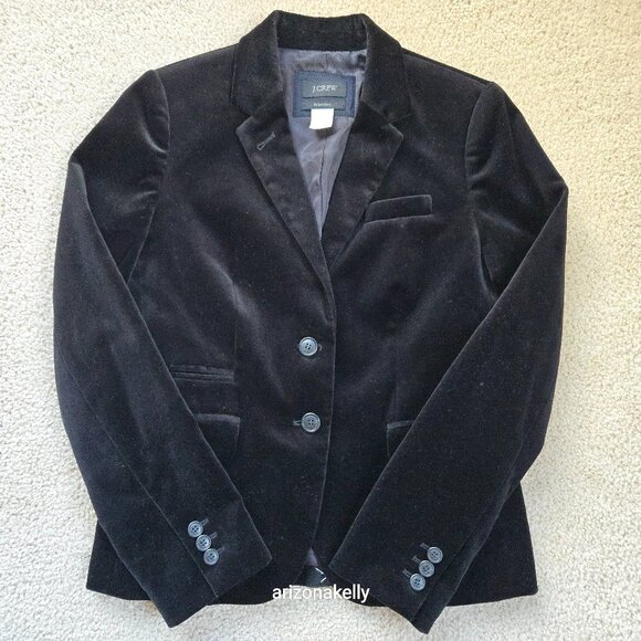J. Crew Jackets & Blazers - NWOT J. Crew Velvet Schoolboy Blazer Black Size 2